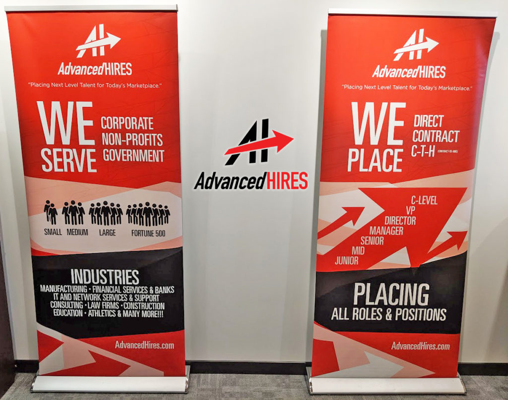 Advanced Hires banners with logo