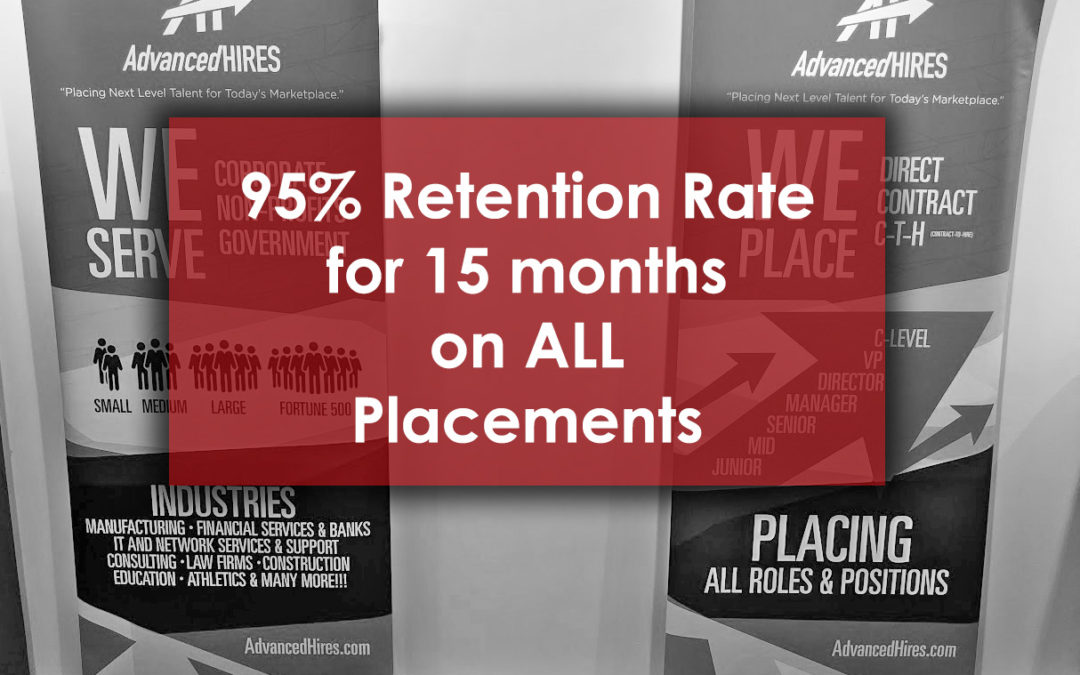 95% Retention Rate for 15 Months on ALL Placements